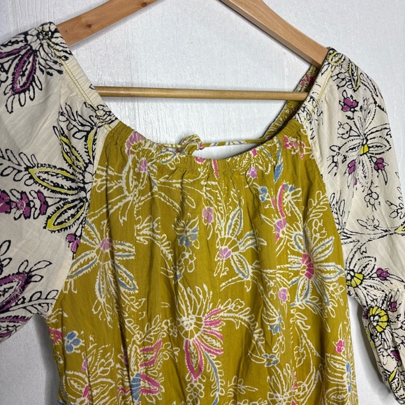 Anthropologie Daily Practice Mollie Yellow Floral 3/4 Sleeve Tunic Dress small - Picture 6 of 12